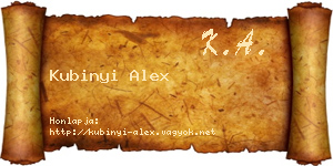 Kubinyi Alex névjegykártya