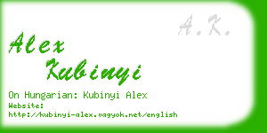 alex kubinyi business card